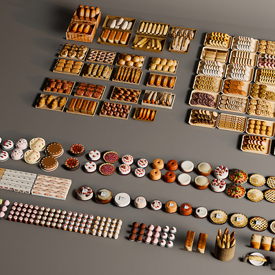  面包食物 蛋糕 烘焙面包su模型 