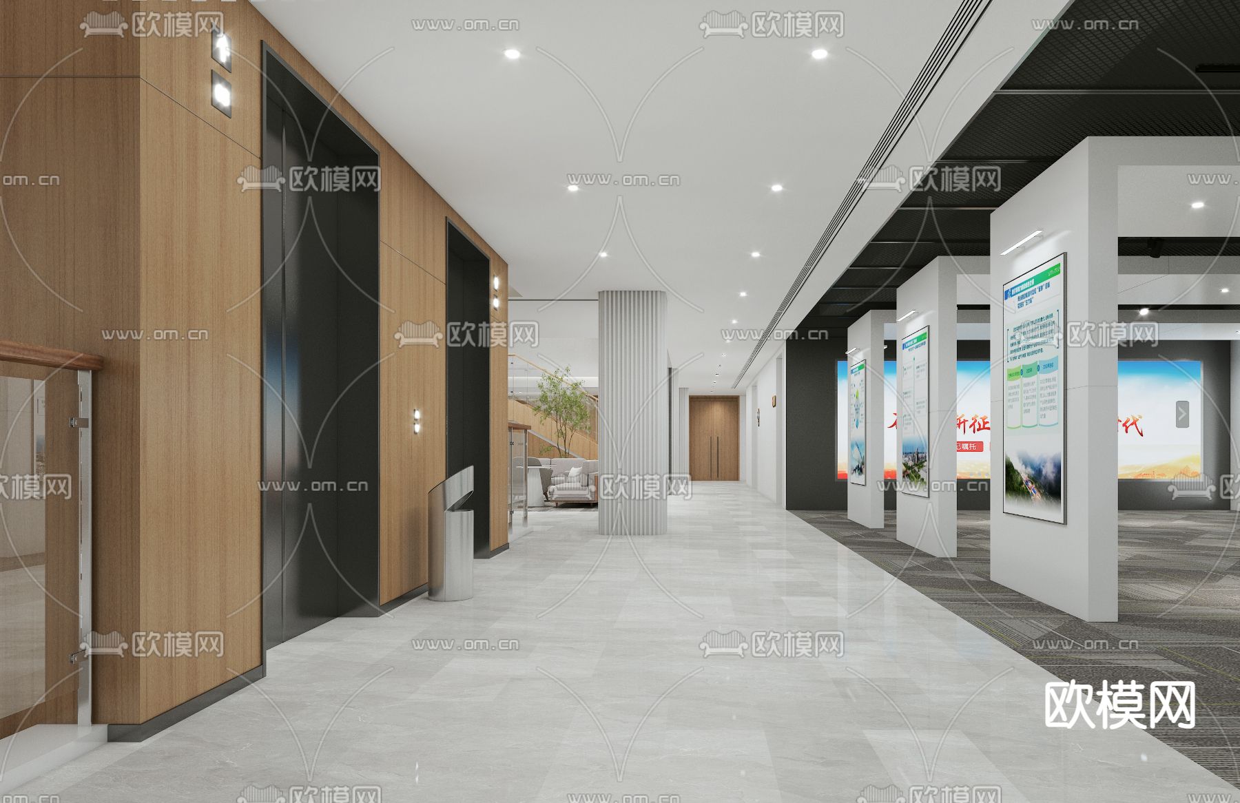 办公室休息区 走廊3d模型下载（渲染图2）