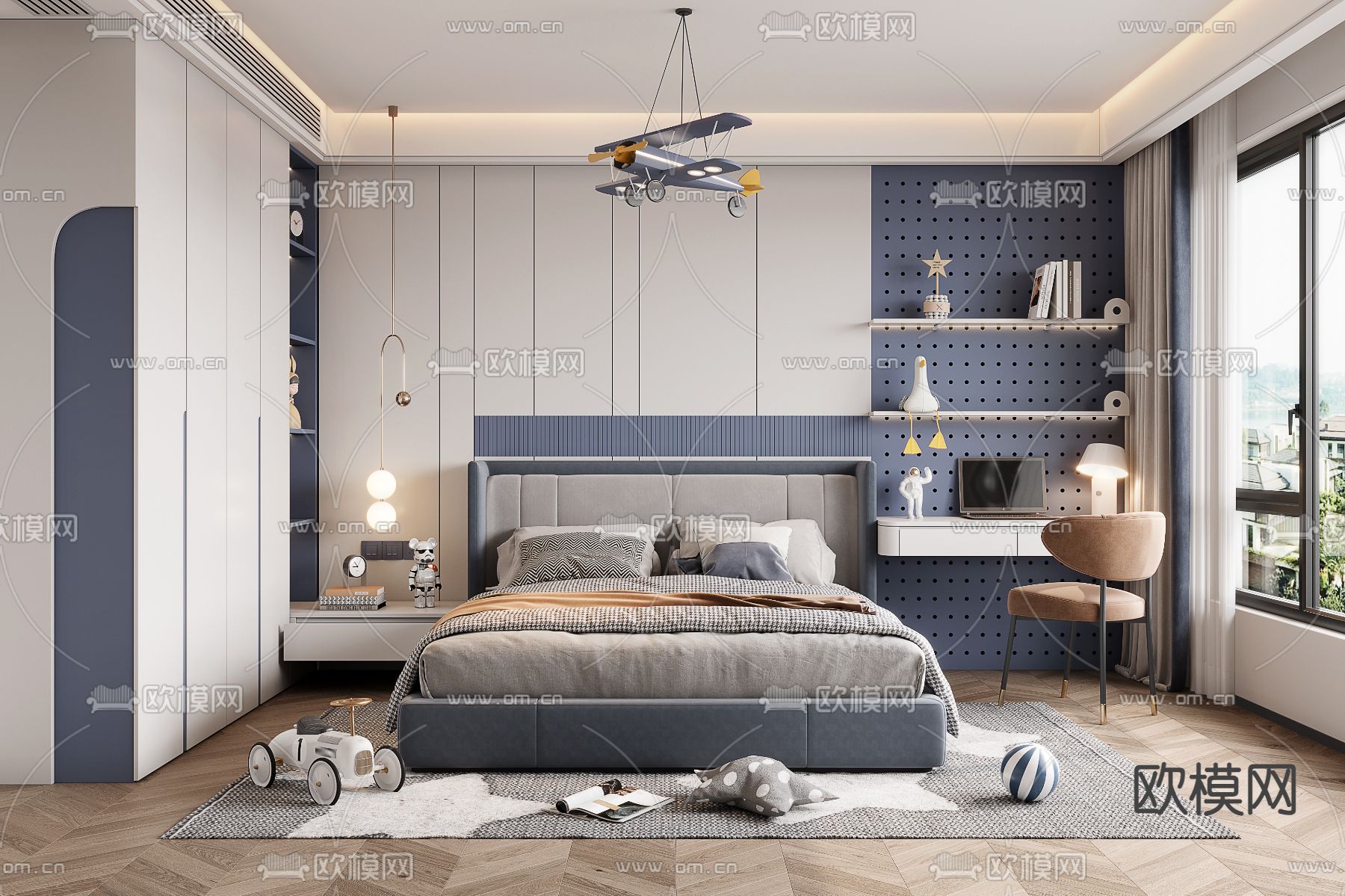 现代儿童房 男孩房 小孩房3d模型下载