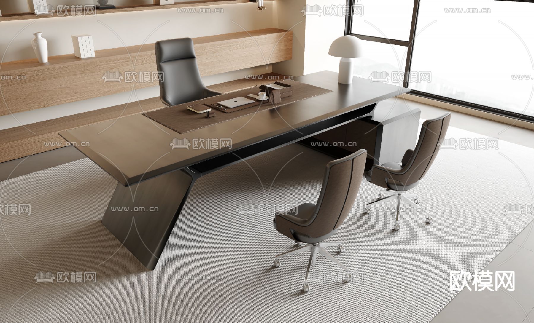 现代办公桌 大班台 老板桌3d模型下载