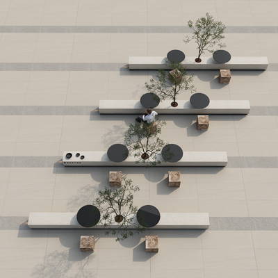  现代户外休闲凳 景观凳 户外椅su模型 