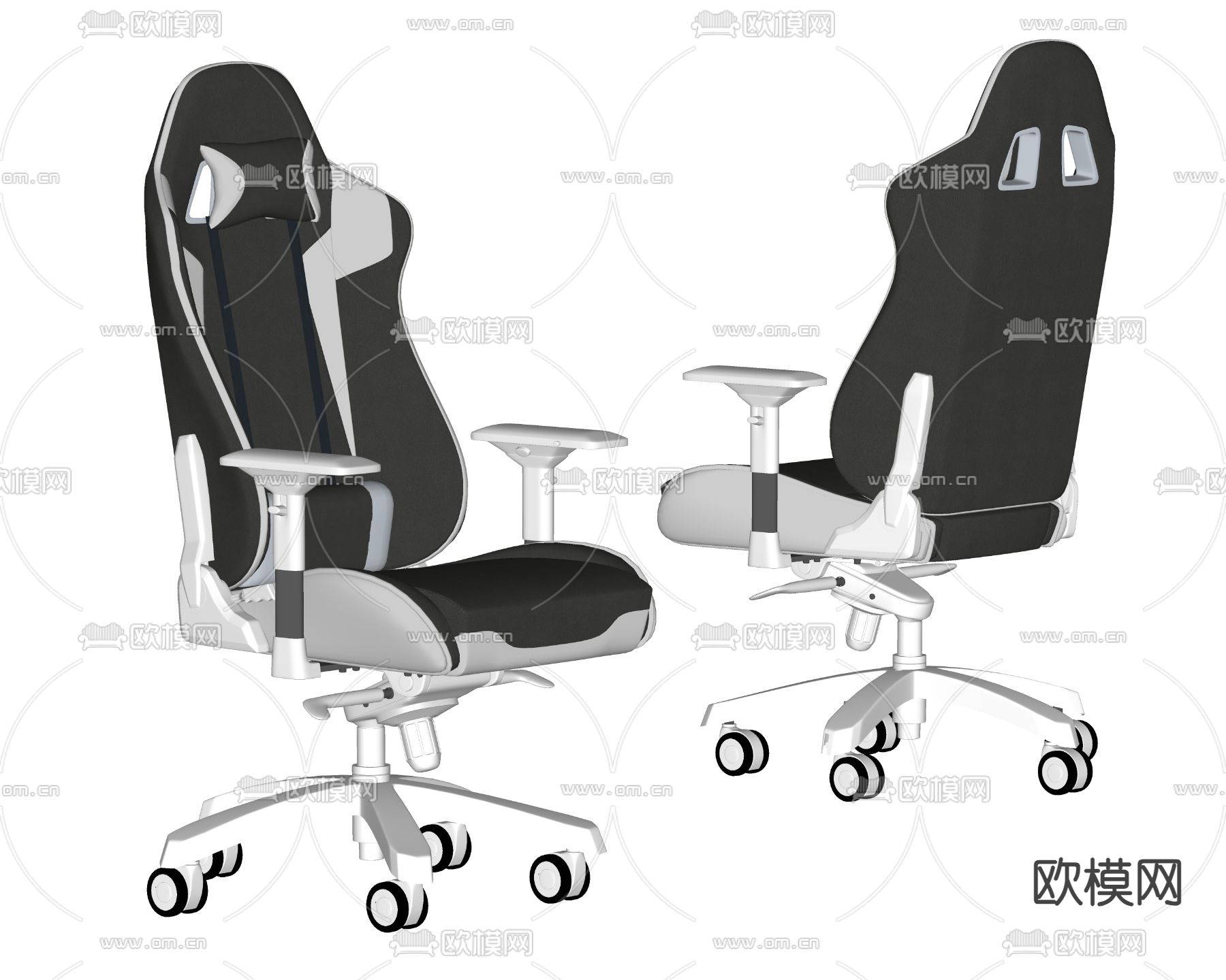 现代电竞椅 办公椅 转椅su模型