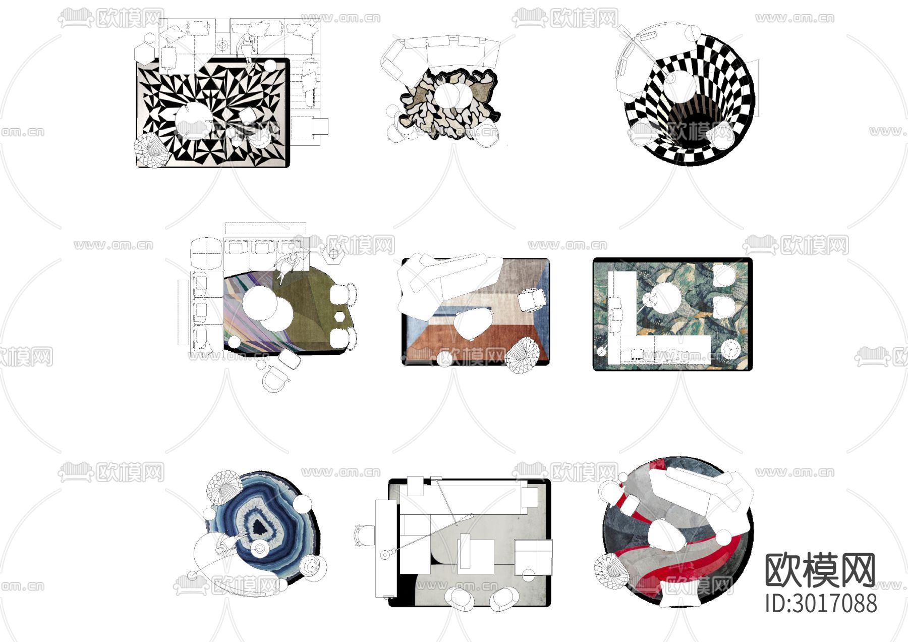 高质量CAD带地毯贴图cad图库下载（渲染图5）