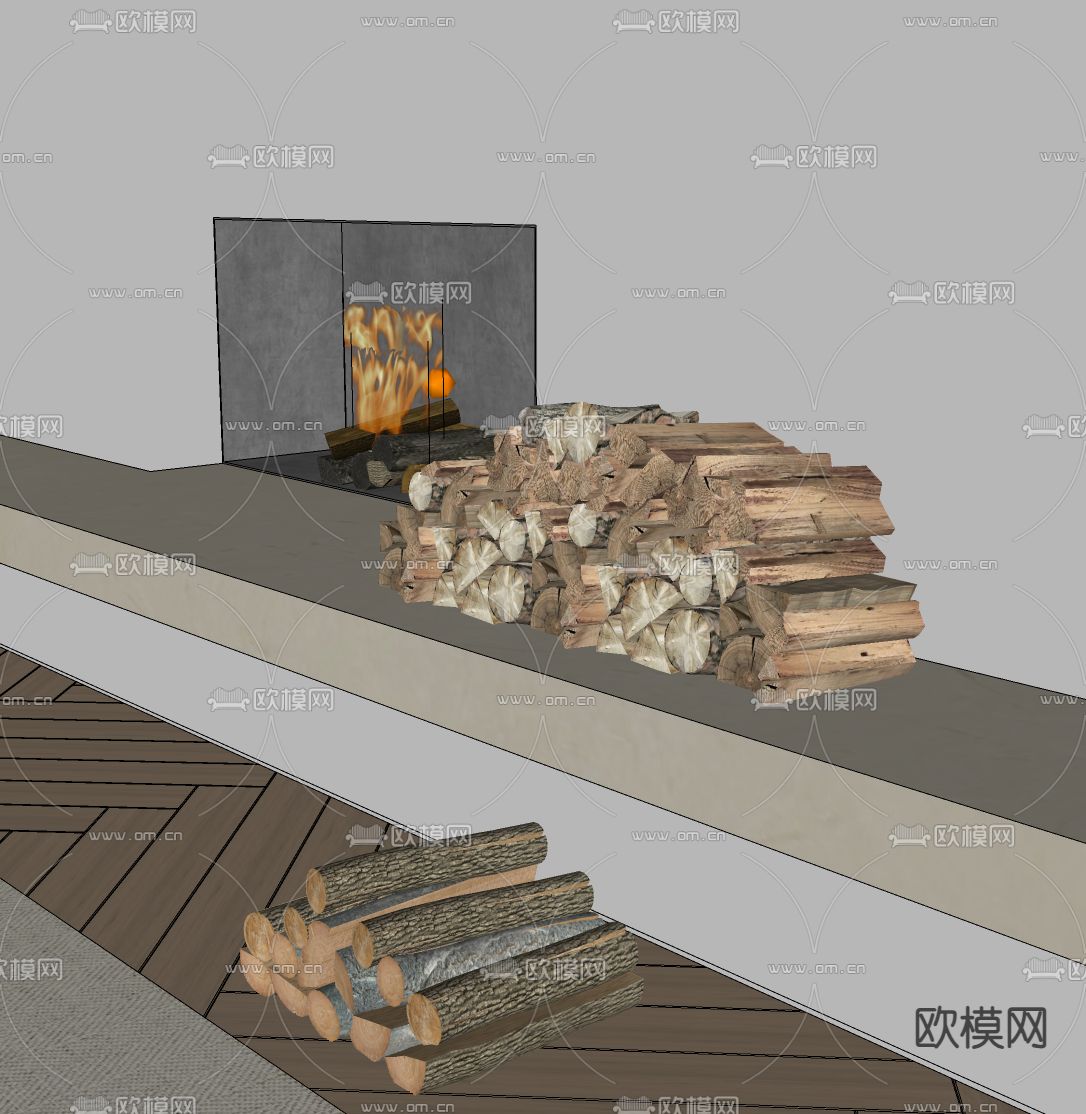 火柴堆 壁炉火柴 木柴su模型下载（渲染图1）