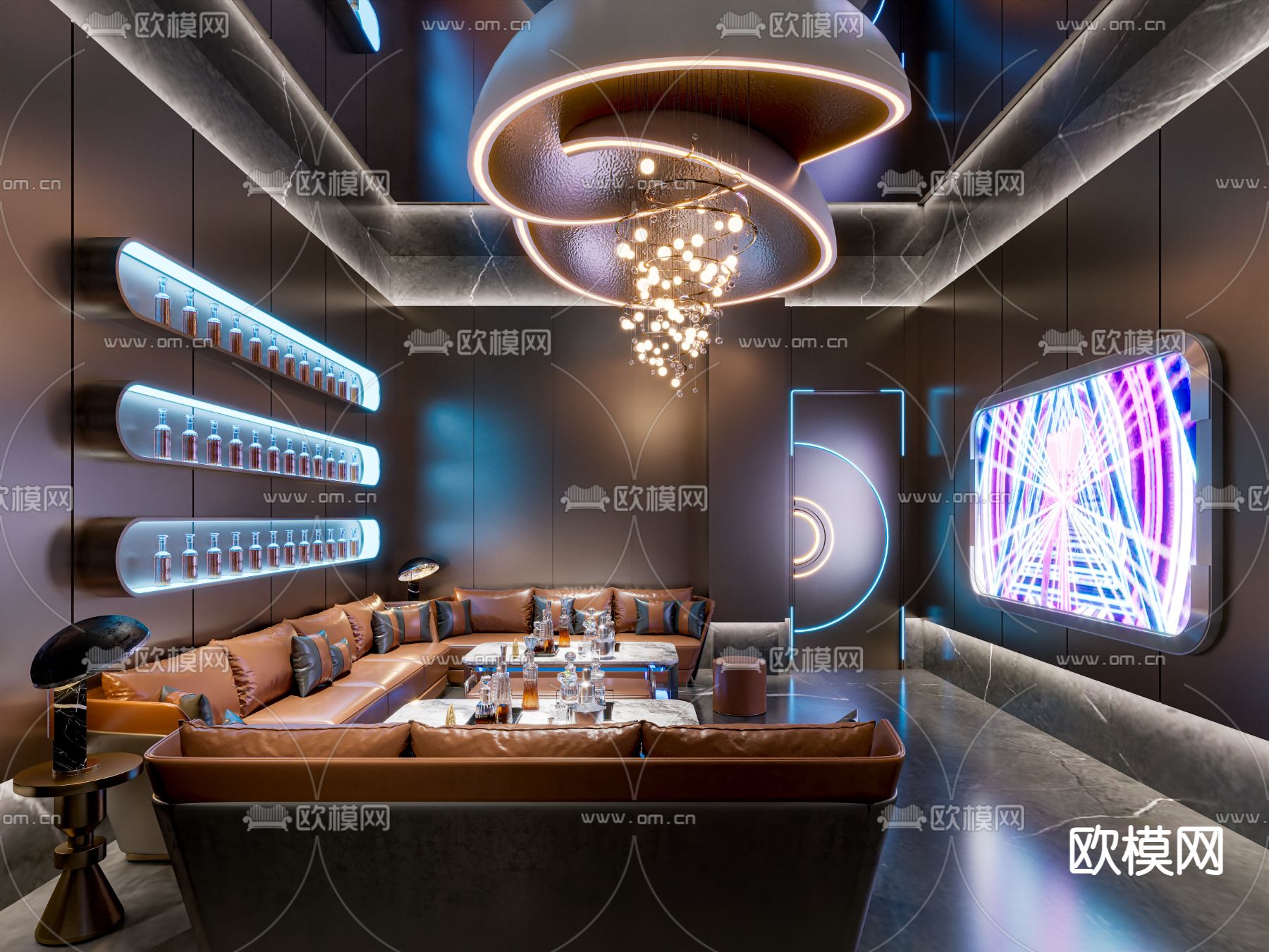 现代ktv包房su模型下载（渲染图2）