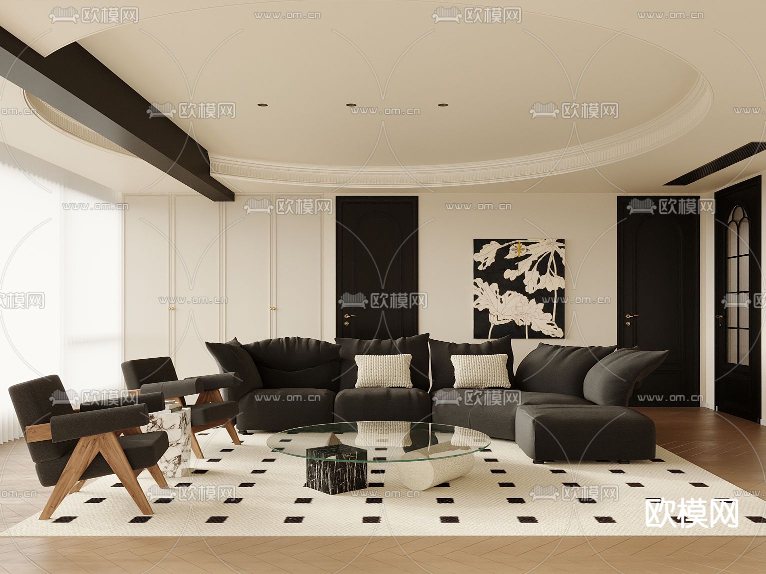 法式客餐厅su模型下载（渲染图4）