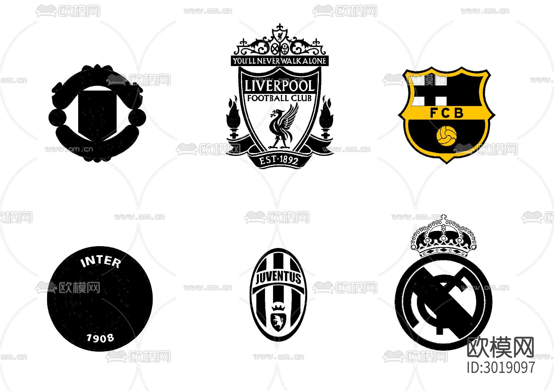 足球俱乐部标志图块cad图库下载