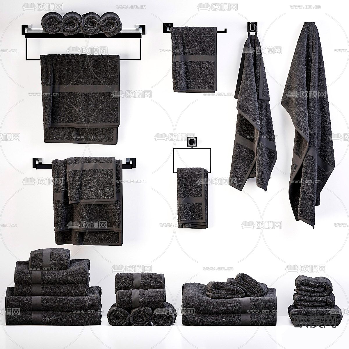 毛巾 浴巾 毛巾架3d模型下载