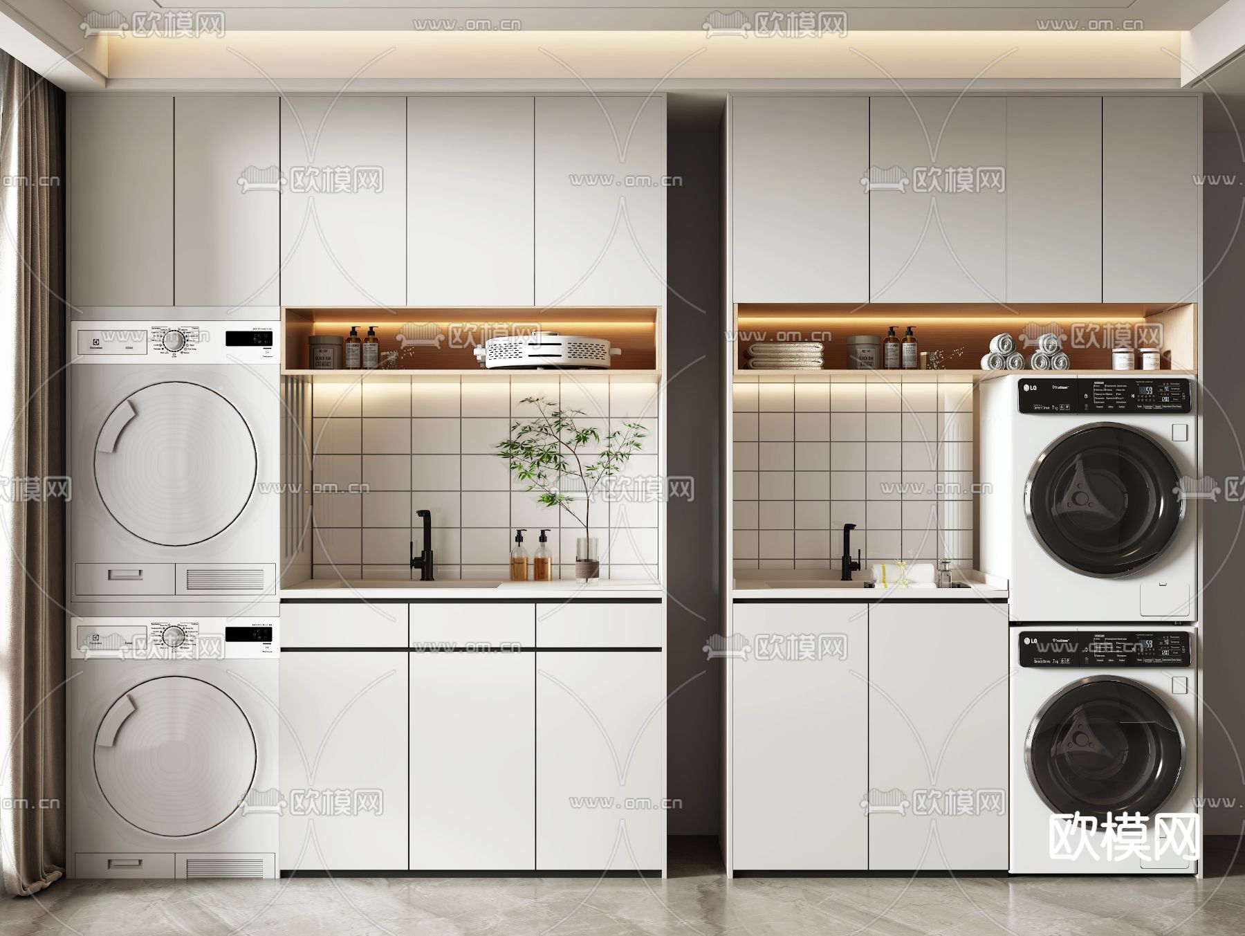 现代阳台柜 洗衣机柜3d模型下载