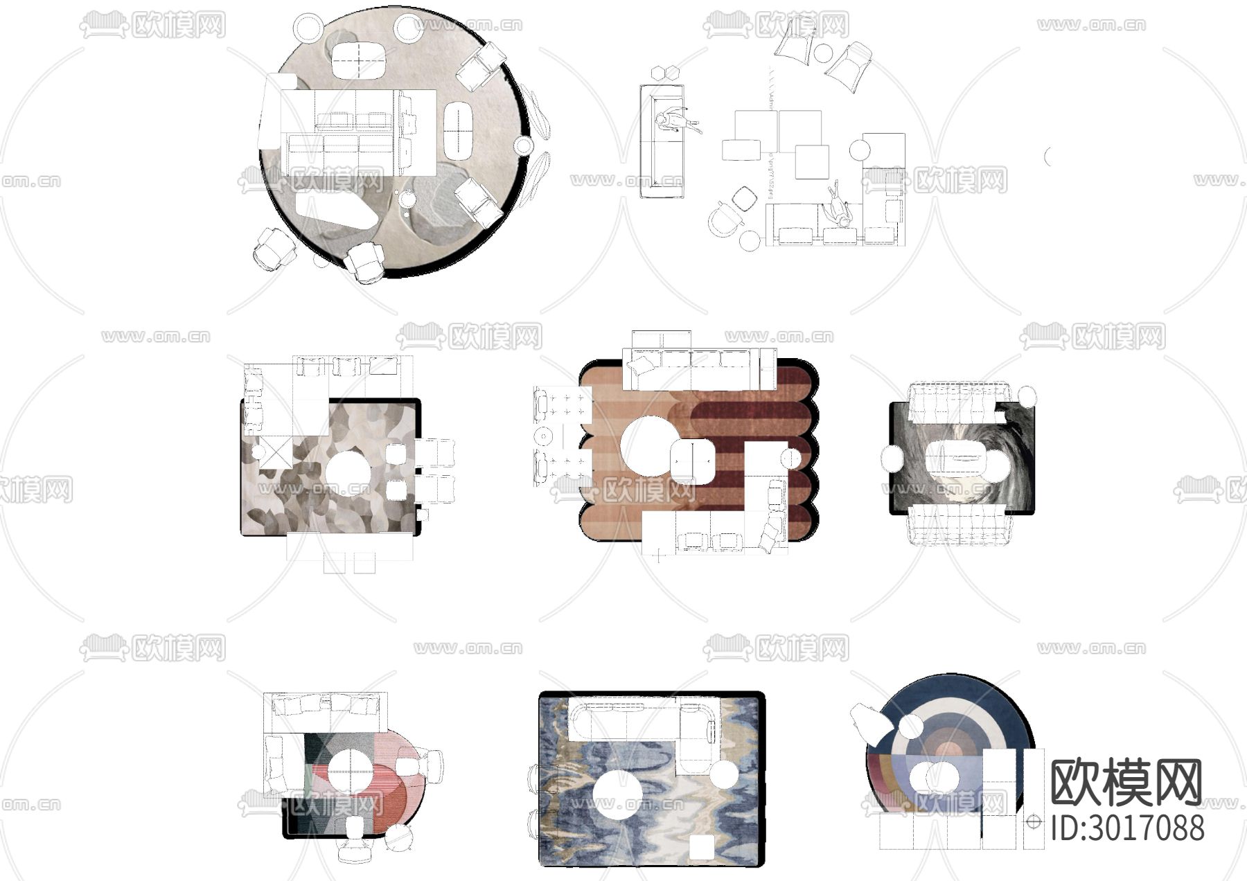 高质量CAD带地毯贴图cad图库下载（渲染图2）