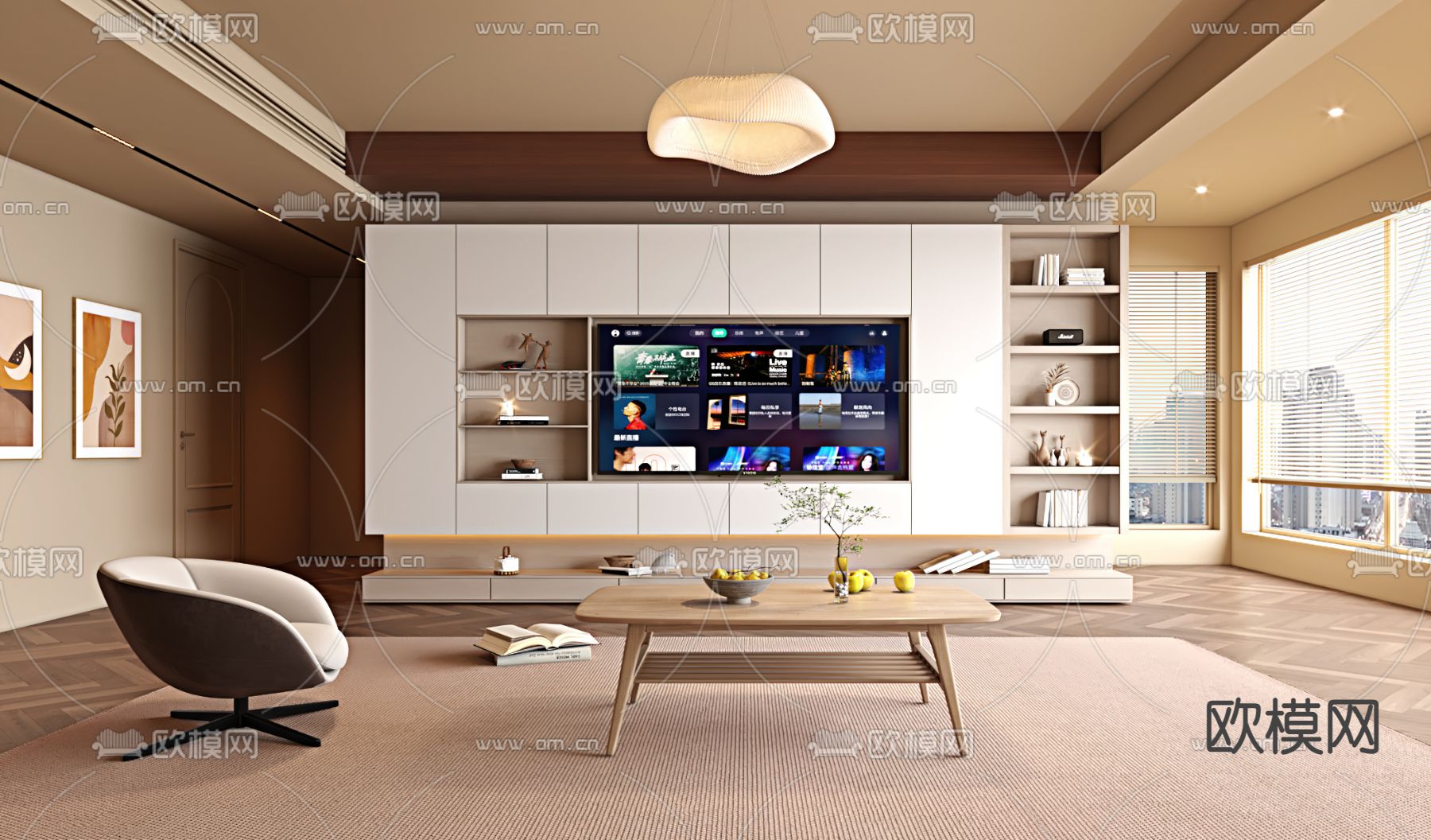 北欧客厅3d模型下载（渲染图2）