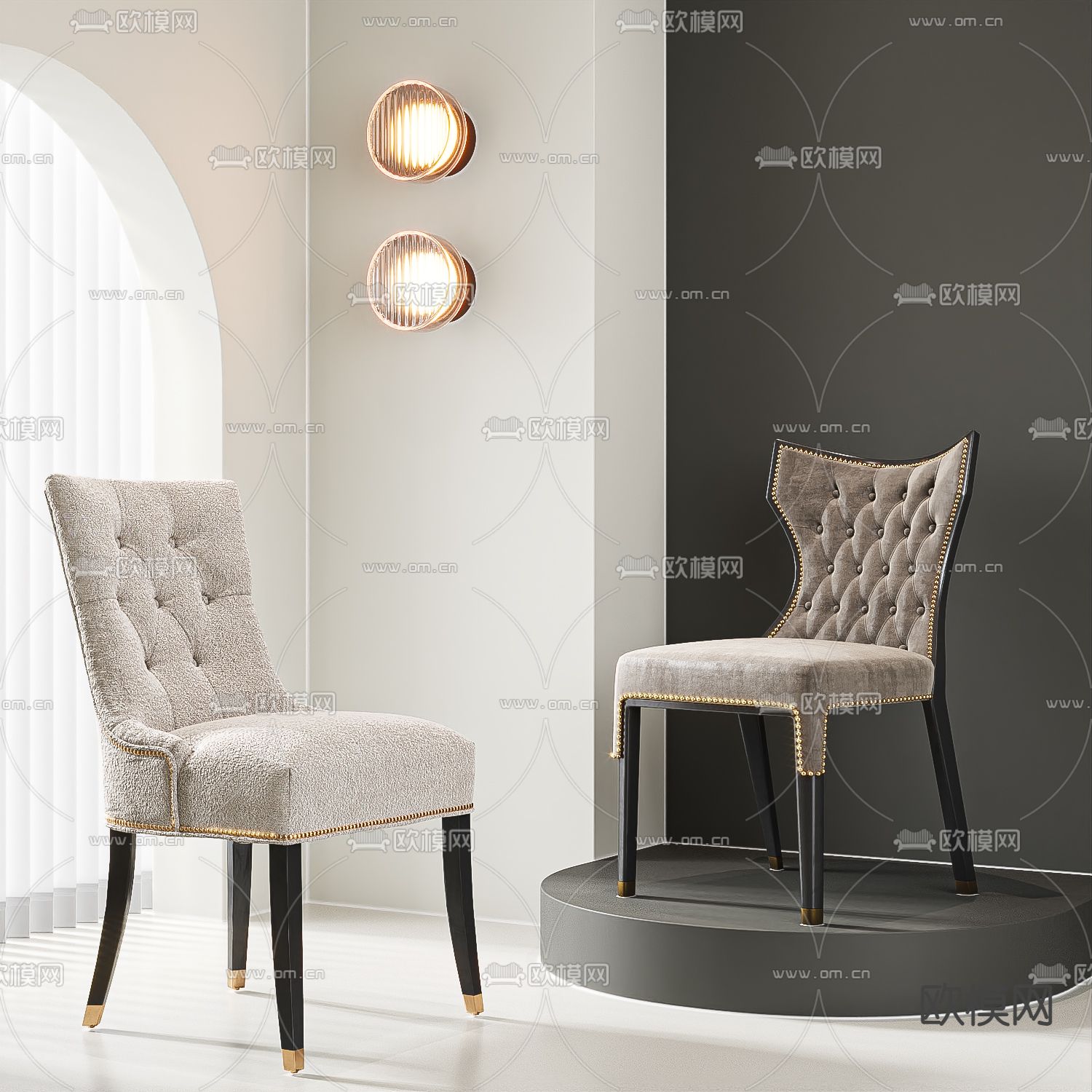 美式椅子 餐椅3d模型下载