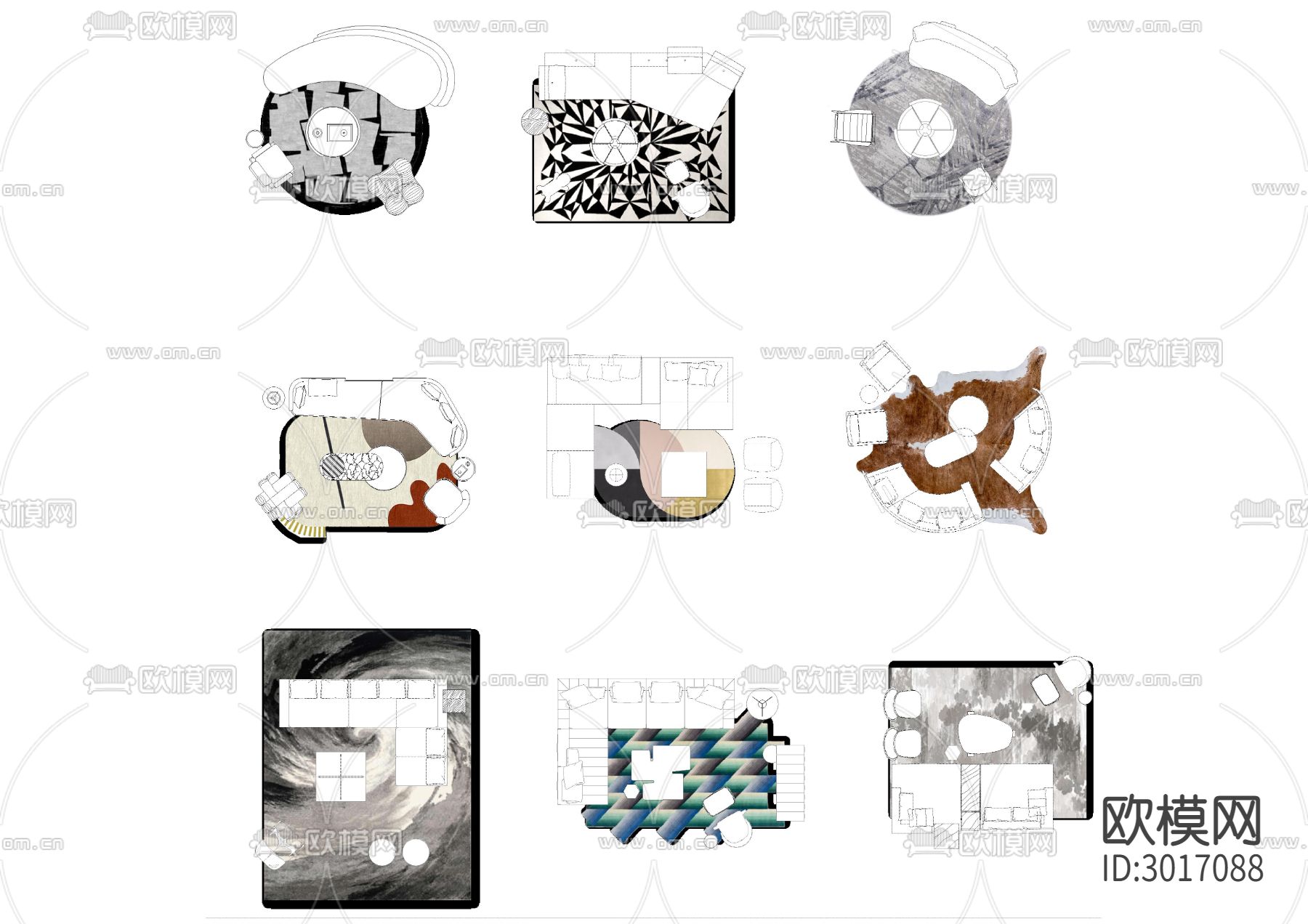高质量CAD带地毯贴图cad图库下载（渲染图1）