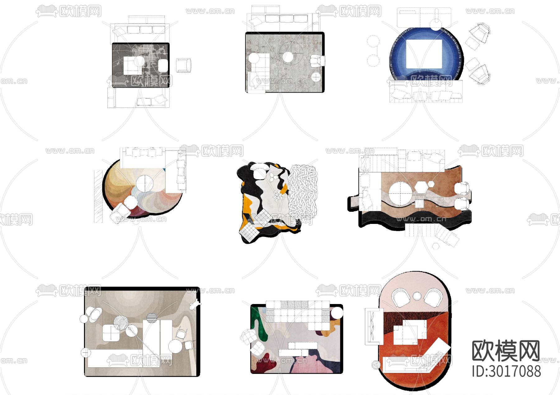 高质量CAD带地毯贴图cad图库下载（渲染图6）