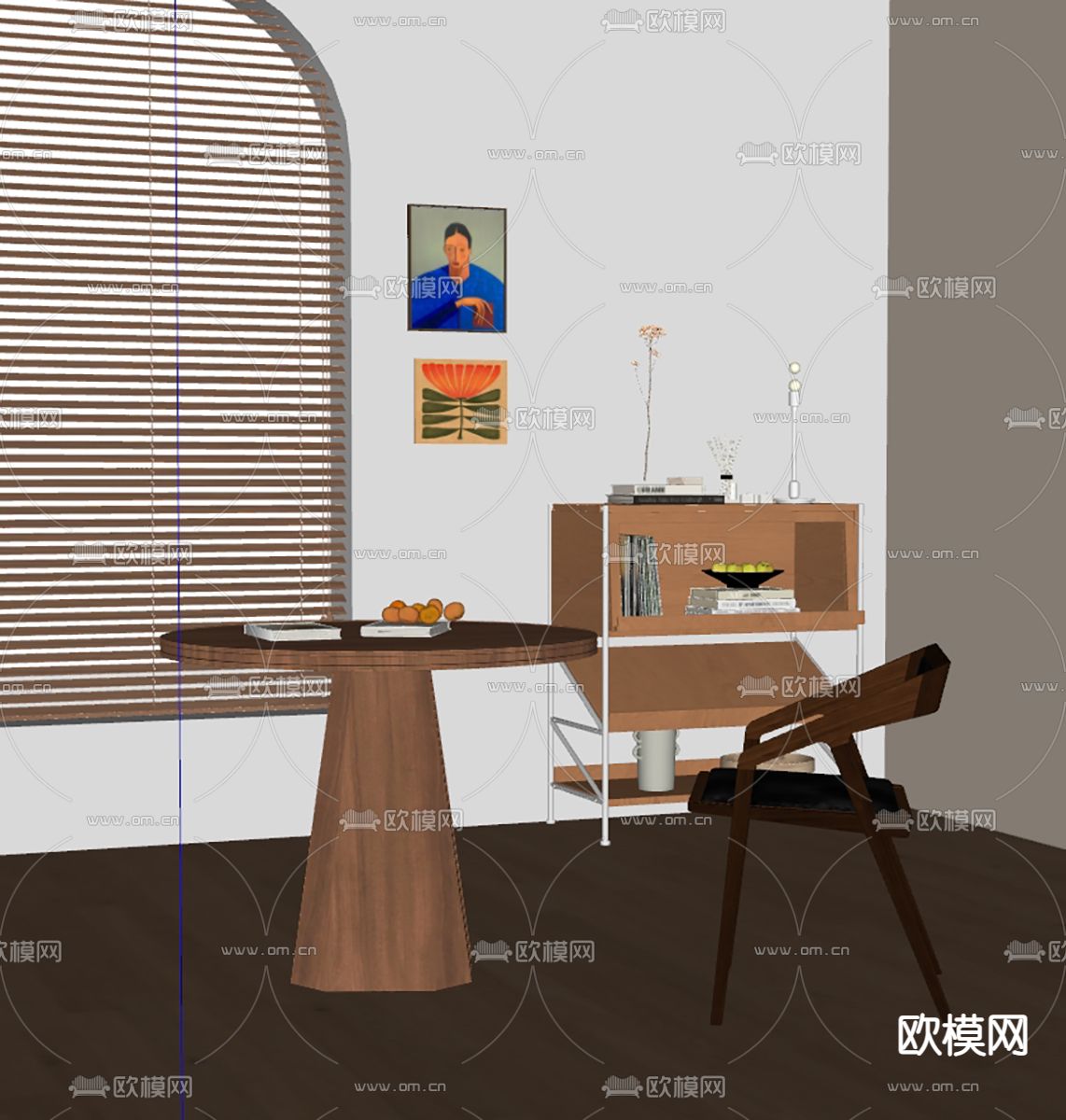 中古风茶几su模型下载（渲染图1）