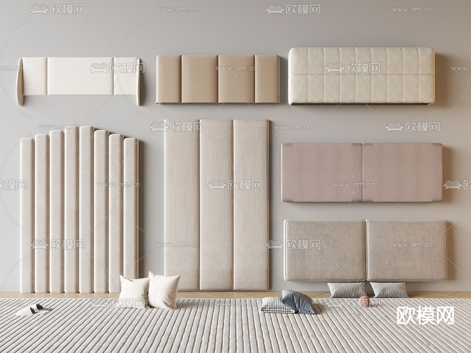 床头靠背 软包 抱枕3d模型下载