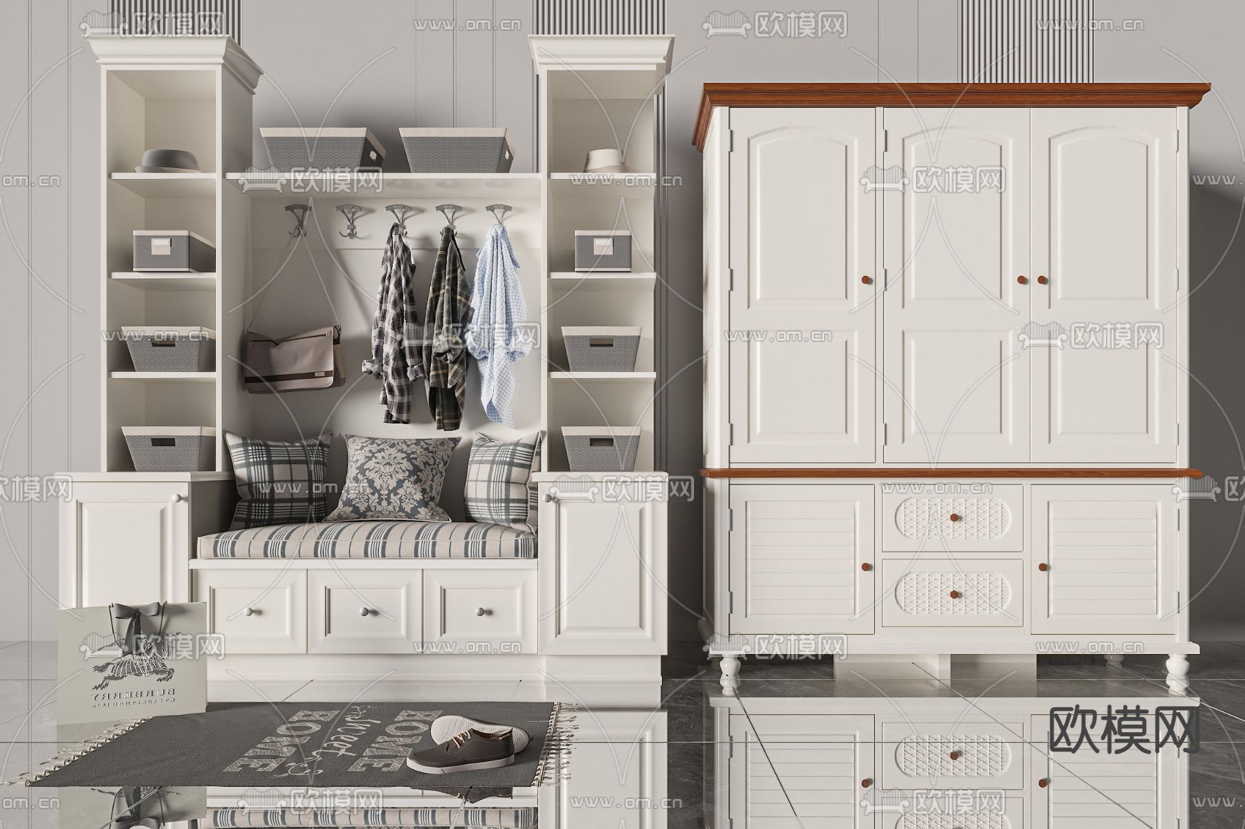 简欧衣柜 衣橱3d模型下载