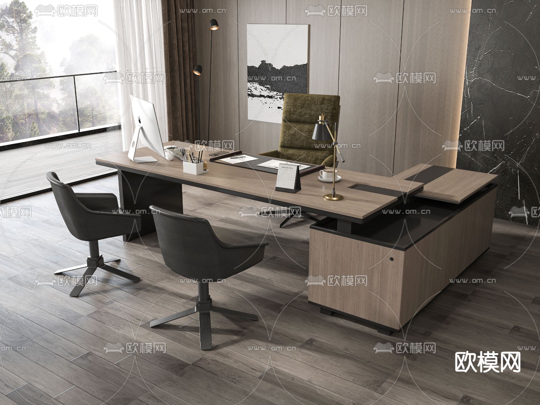 班台桌 老板桌 大班台 经理办公桌3d模型下载
