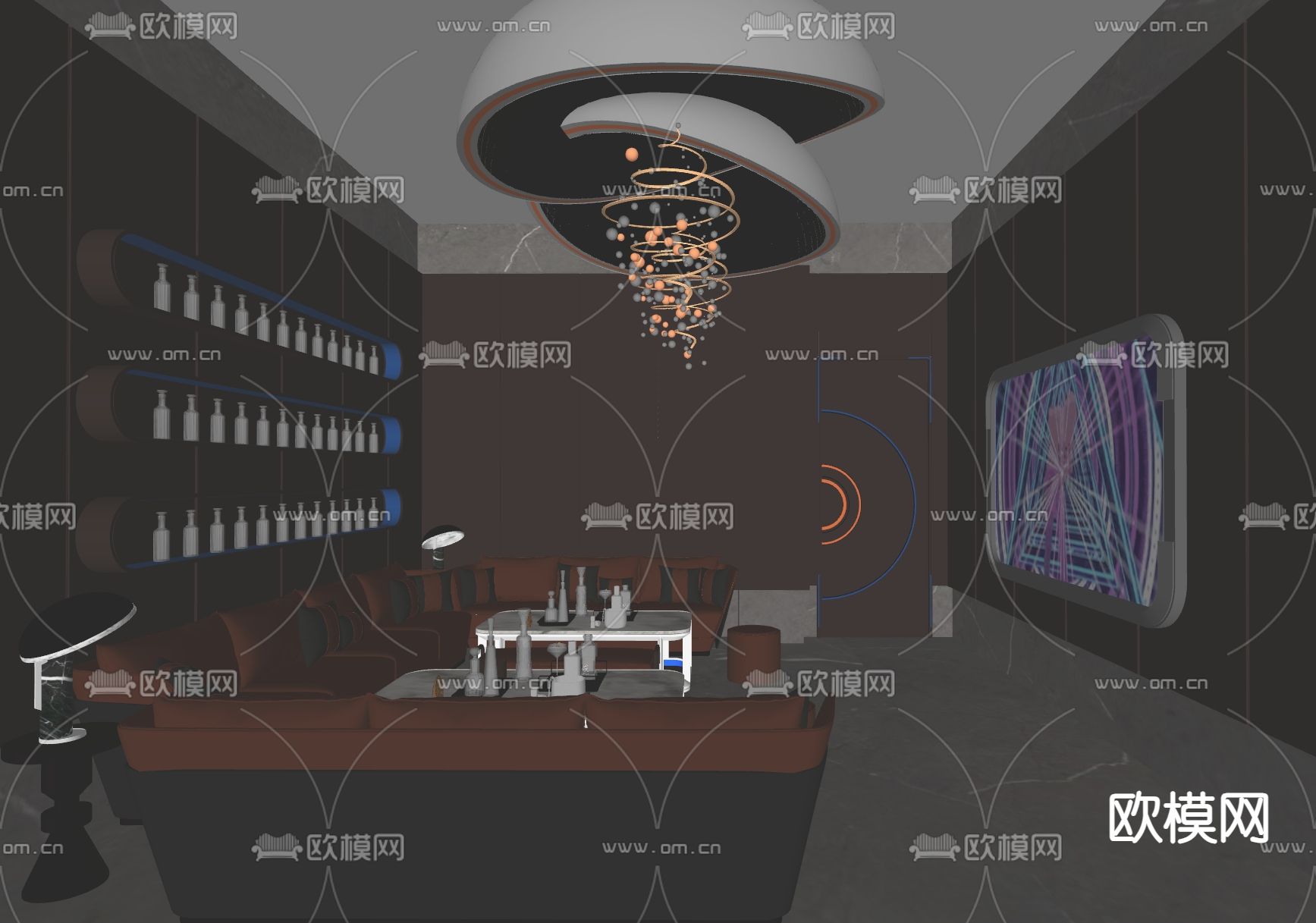 现代ktv包房su模型下载（渲染图1）