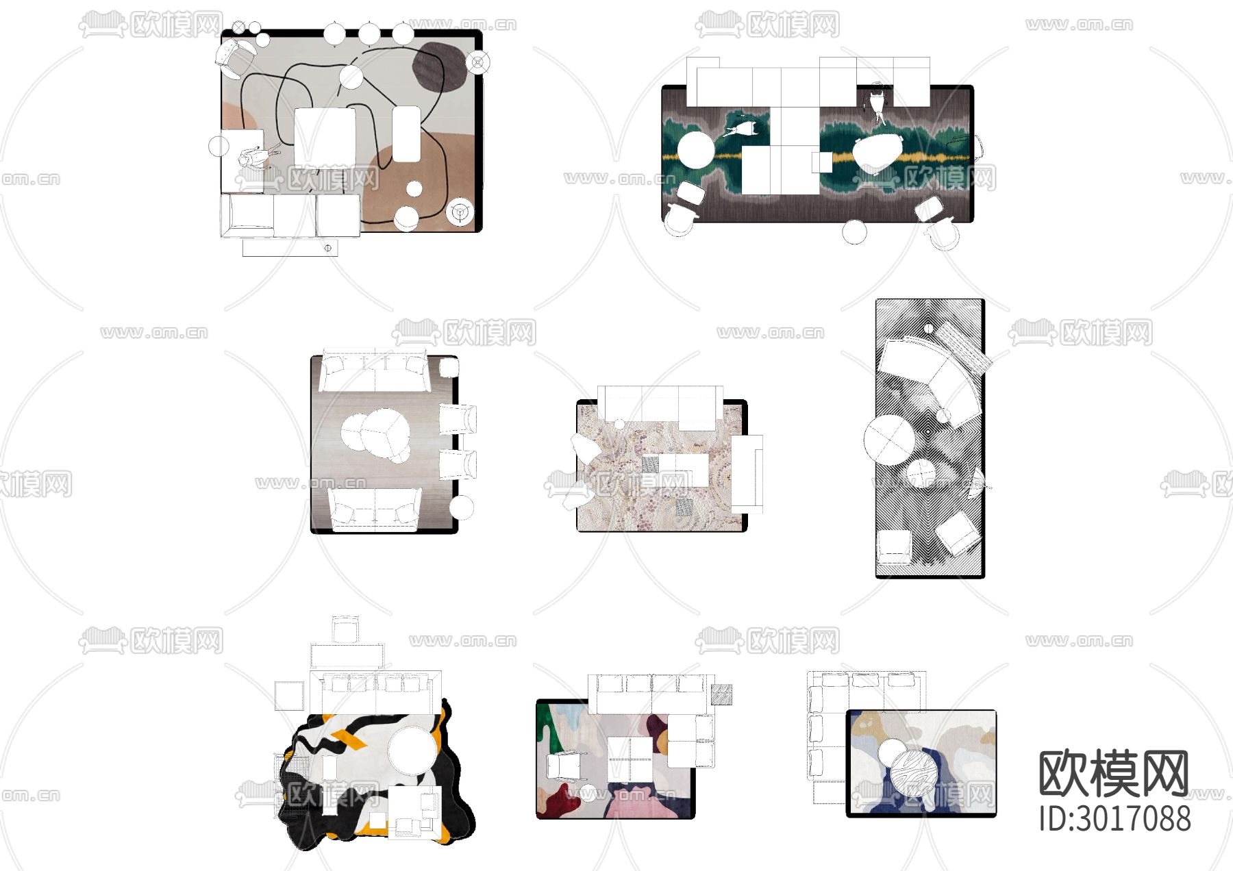 高质量CAD带地毯贴图cad图库下载（渲染图3）