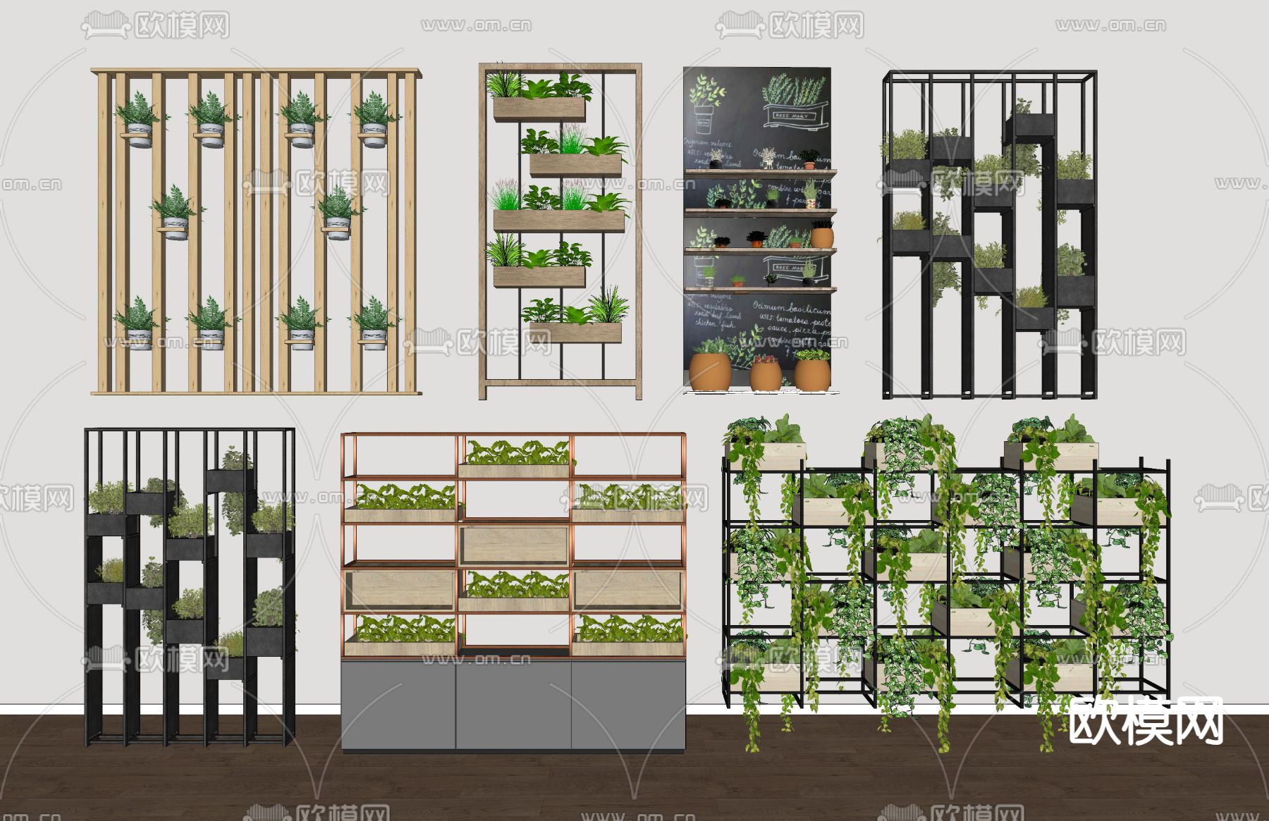 现代植物架 阳台花架su模型下载（渲染图1）