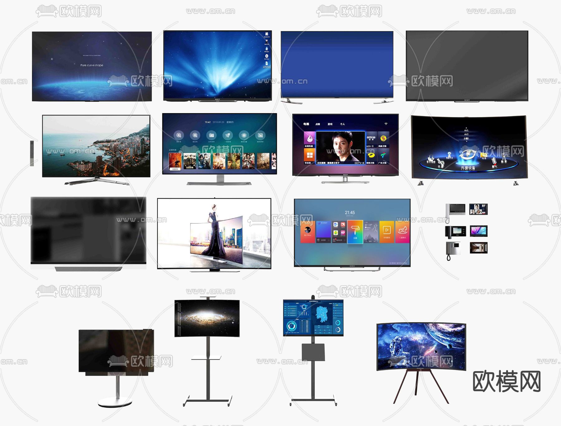 电视机su模型下载（渲染图2）