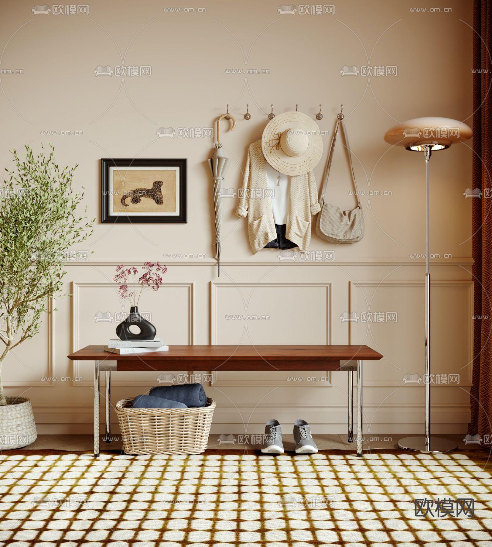 中古风凳子 长凳 木凳3d模型下载