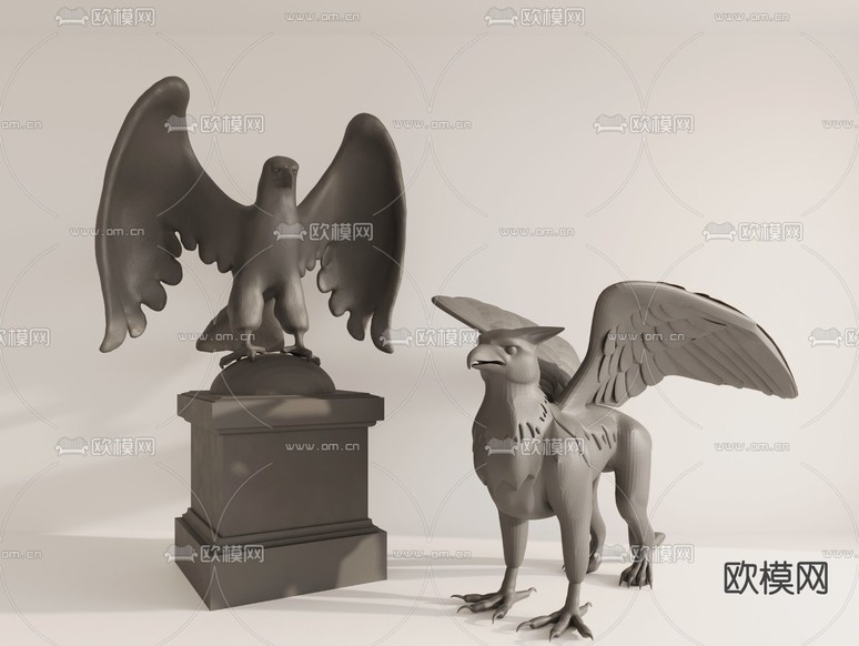 狮鹫雕塑 雏鹰雕塑 卡通摆件3d模型下载