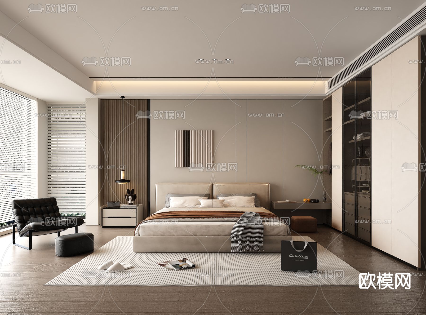 现代卧室 主卧 主人房3d模型下载