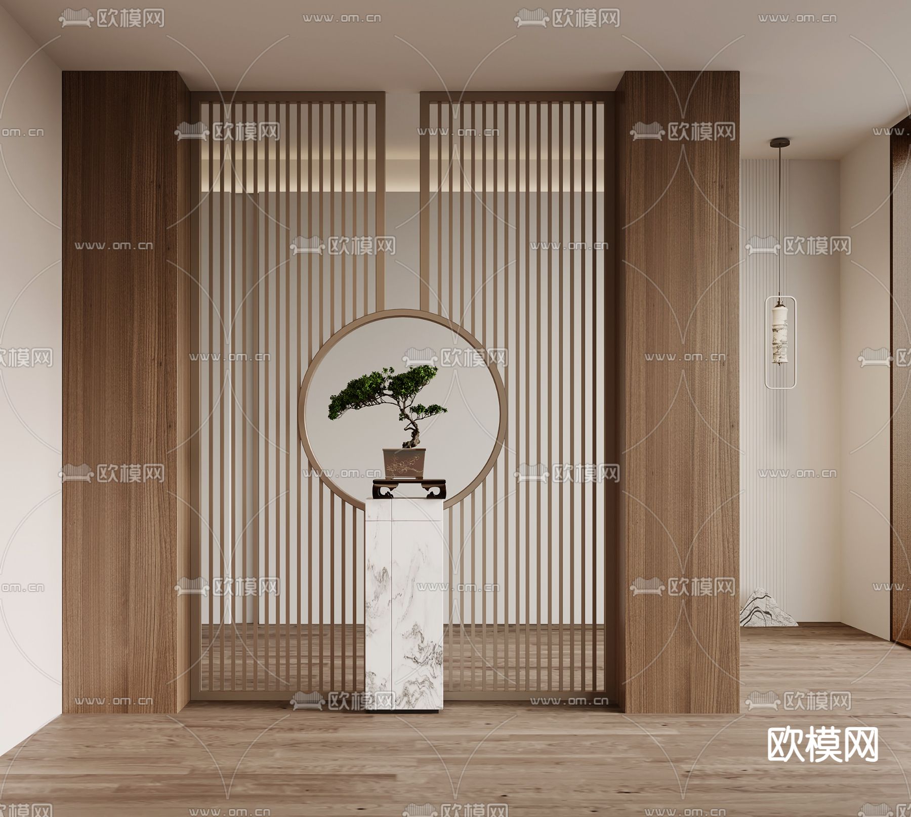 新中式花格 屏风 玄关隔断3d模型下载