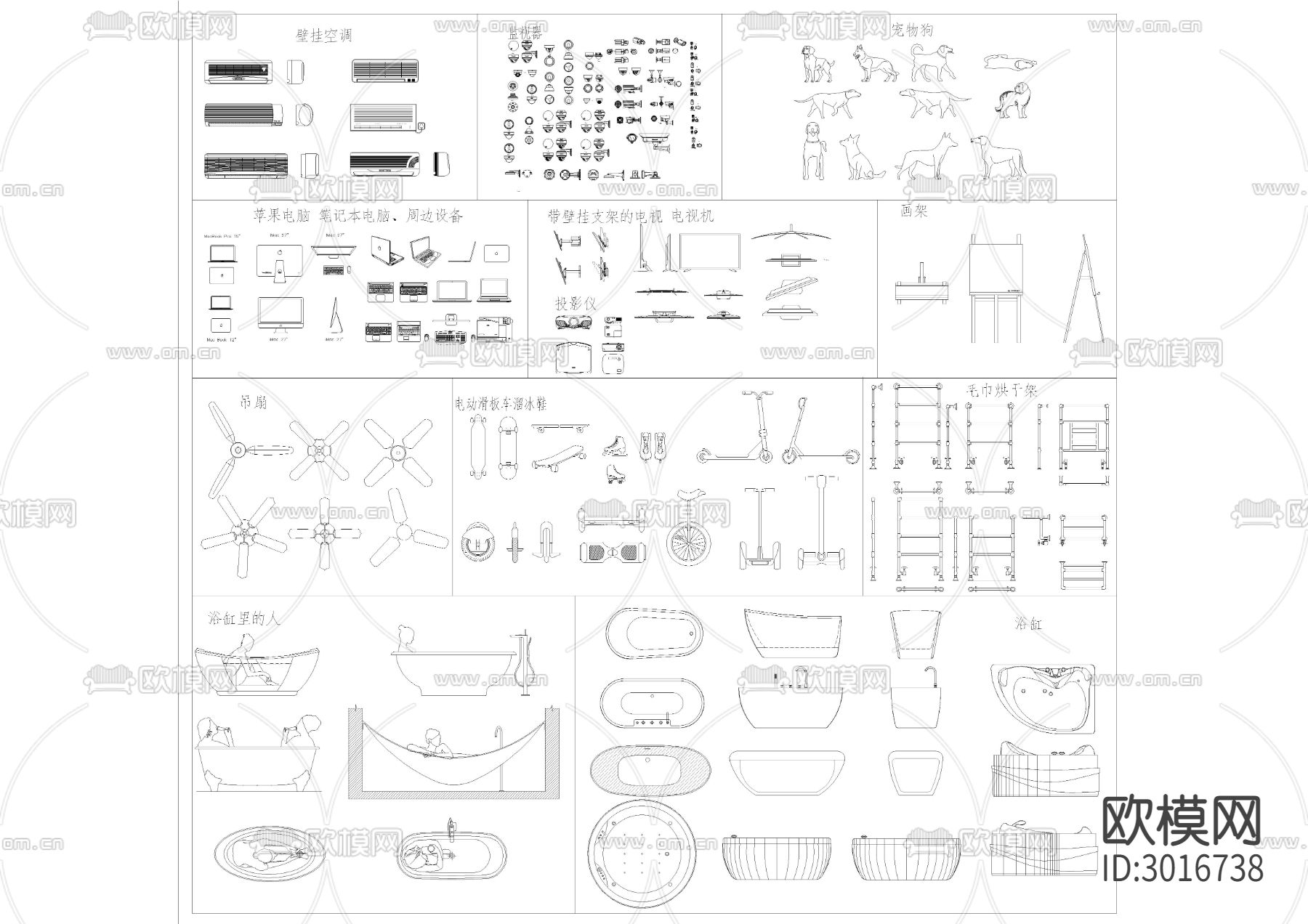 电器家具厨房卫浴cad图库下载（渲染图10）