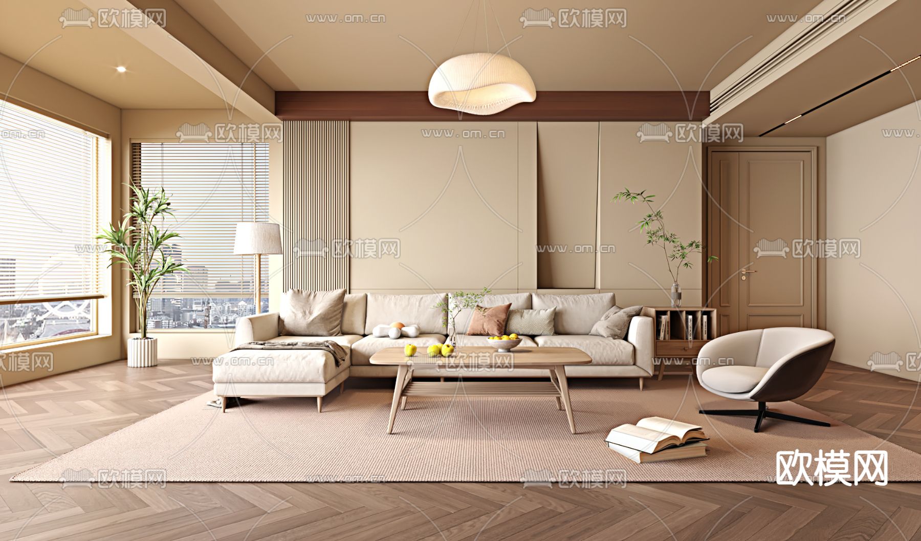 北欧客厅3d模型下载（渲染图1）