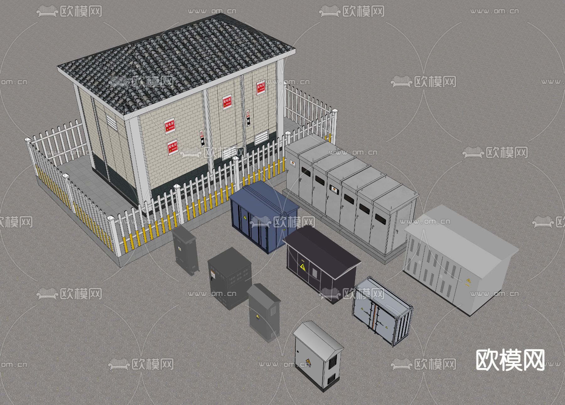 配电箱 配电房 配电室su模型下载（渲染图1）