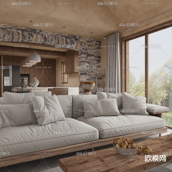 酒店民宿 客厅3d模型下载_ID15046317_3dmax免费模型-欧模网