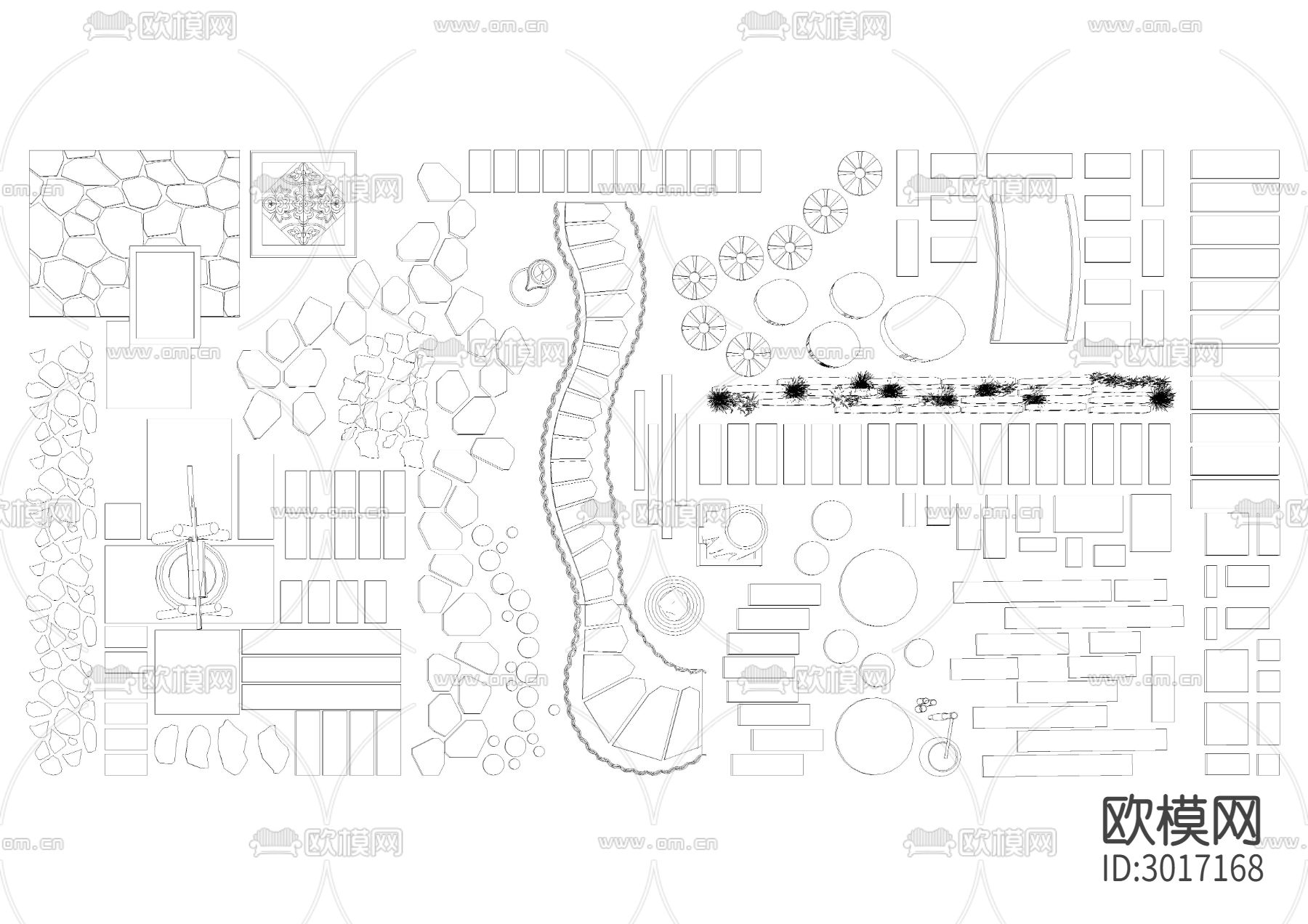 汀步路cad图库下载（渲染图2）