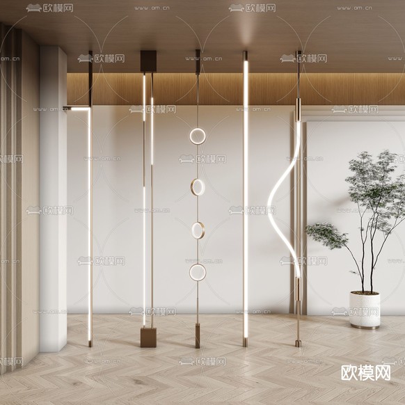轻奢天际灯 钢带灯 线性灯3d模型下载