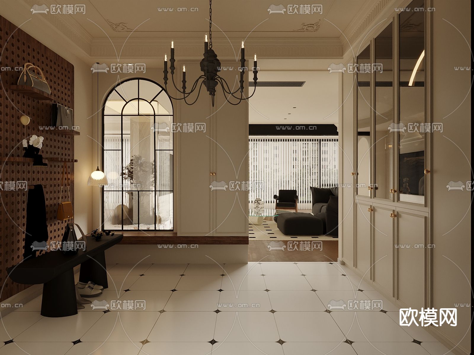 法式客餐厅su模型下载（渲染图2）