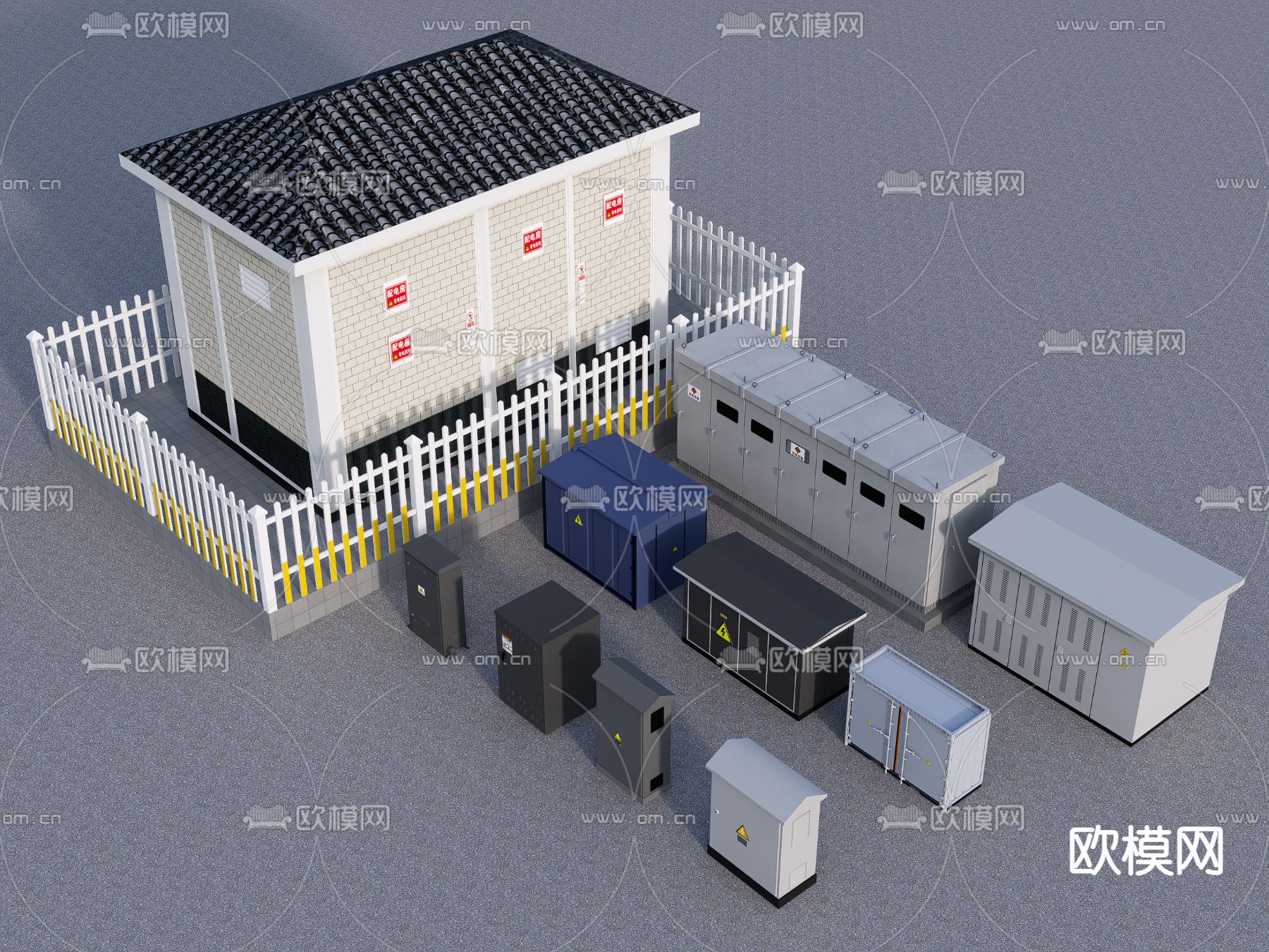 配电箱 配电房 配电室su模型下载（渲染图2）