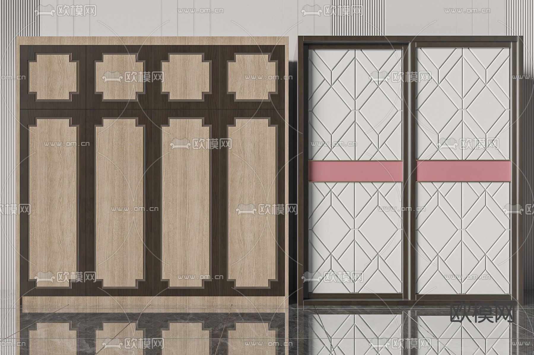 新中式衣柜 衣橱3d模型下载