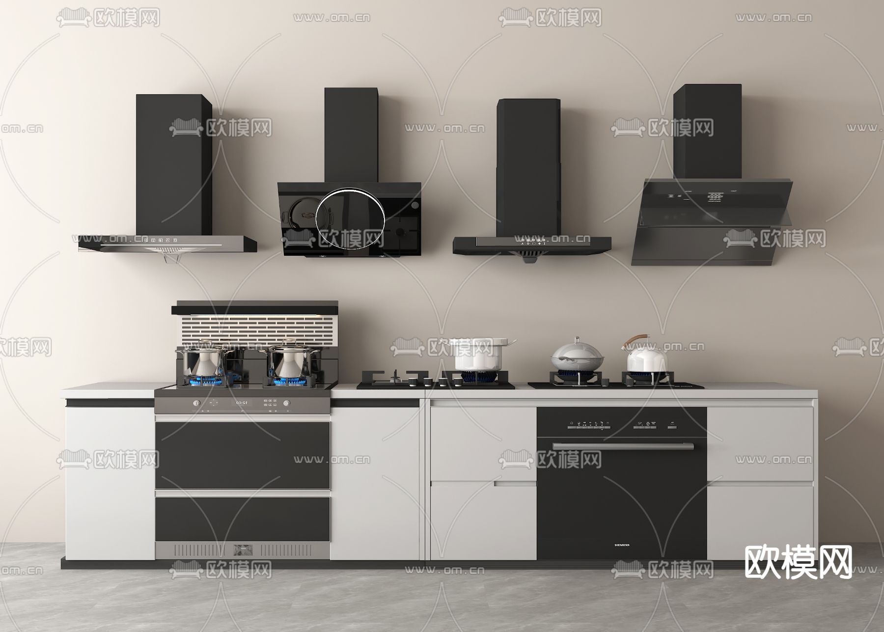 厨房器具 油烟机 集成灶 燃气灶3d模型下载