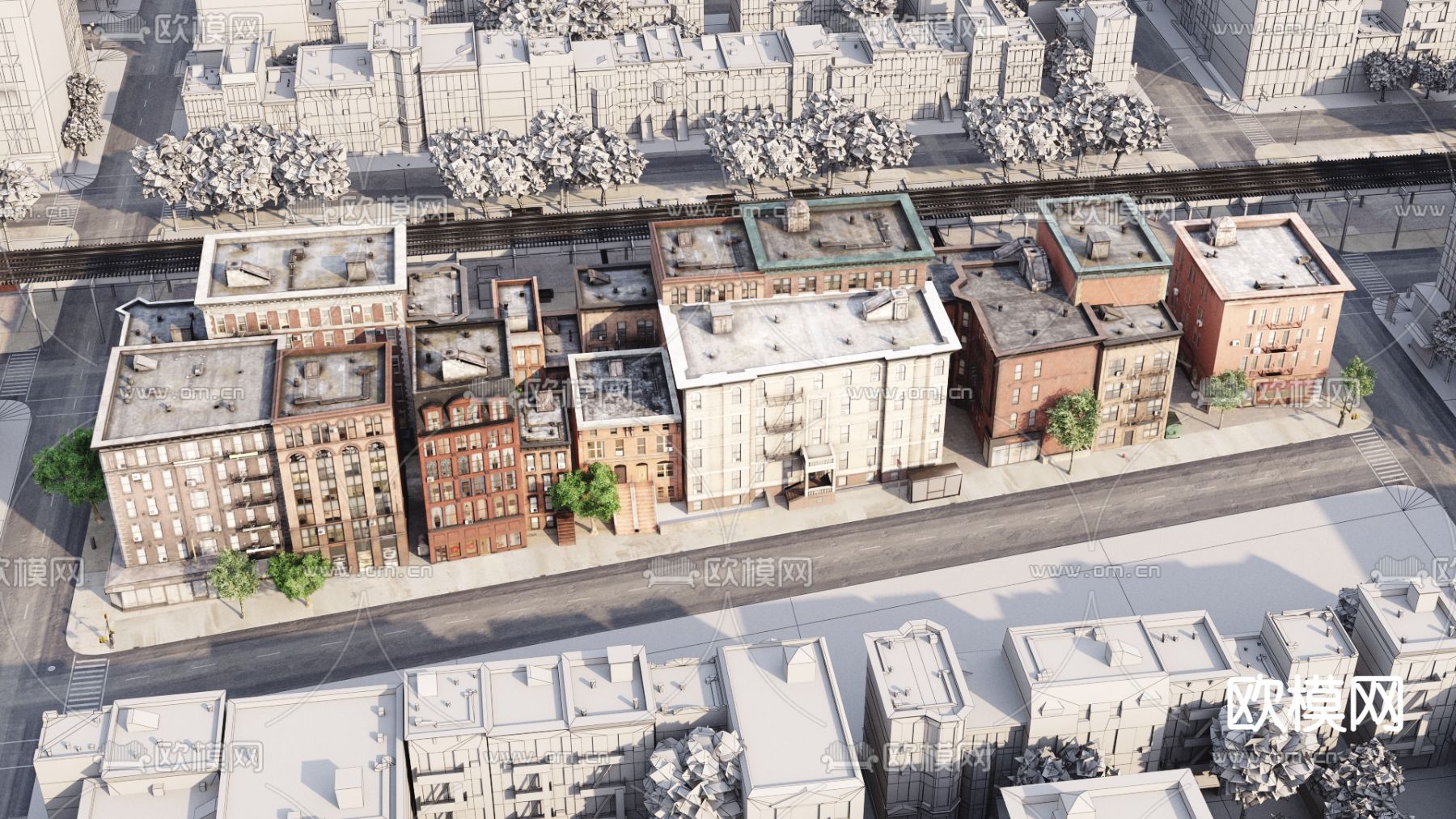 复古楼群 住宅楼房3d模型下载