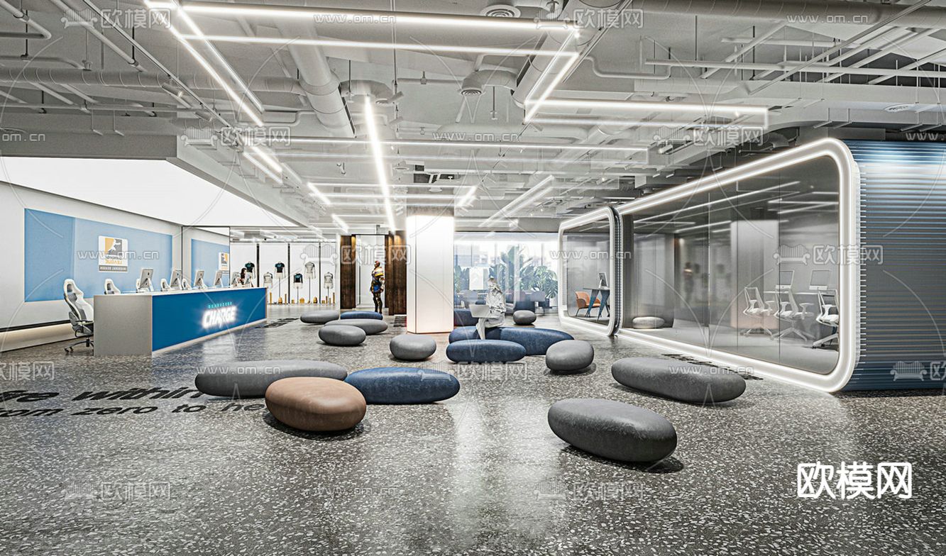 办公室休闲区 休息区3d模型下载