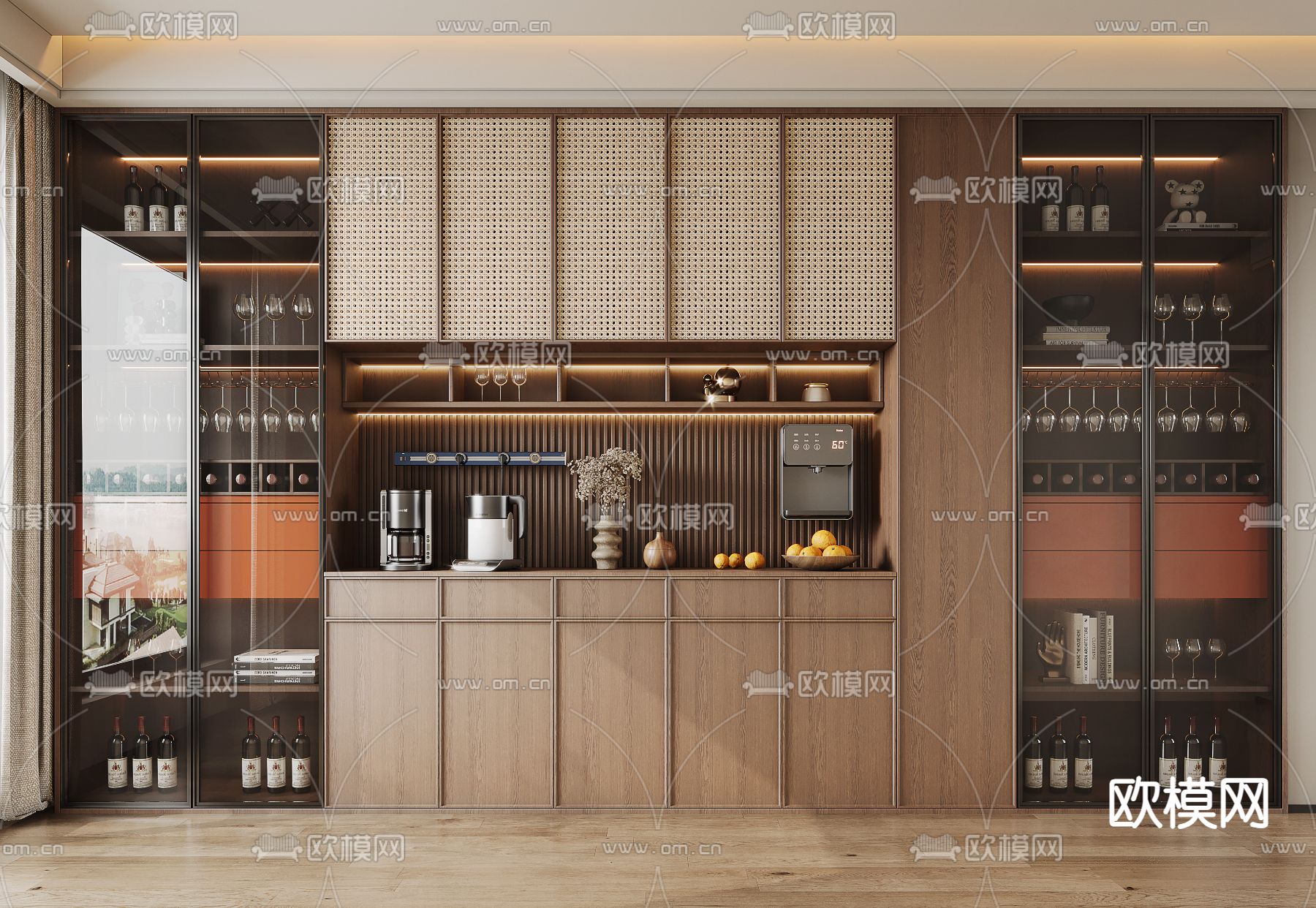 中古风酒柜 餐边柜3d模型下载