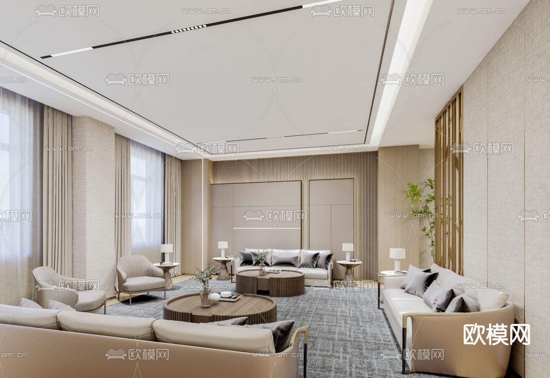 现代贵宾接待室 会客厅3d模型下载