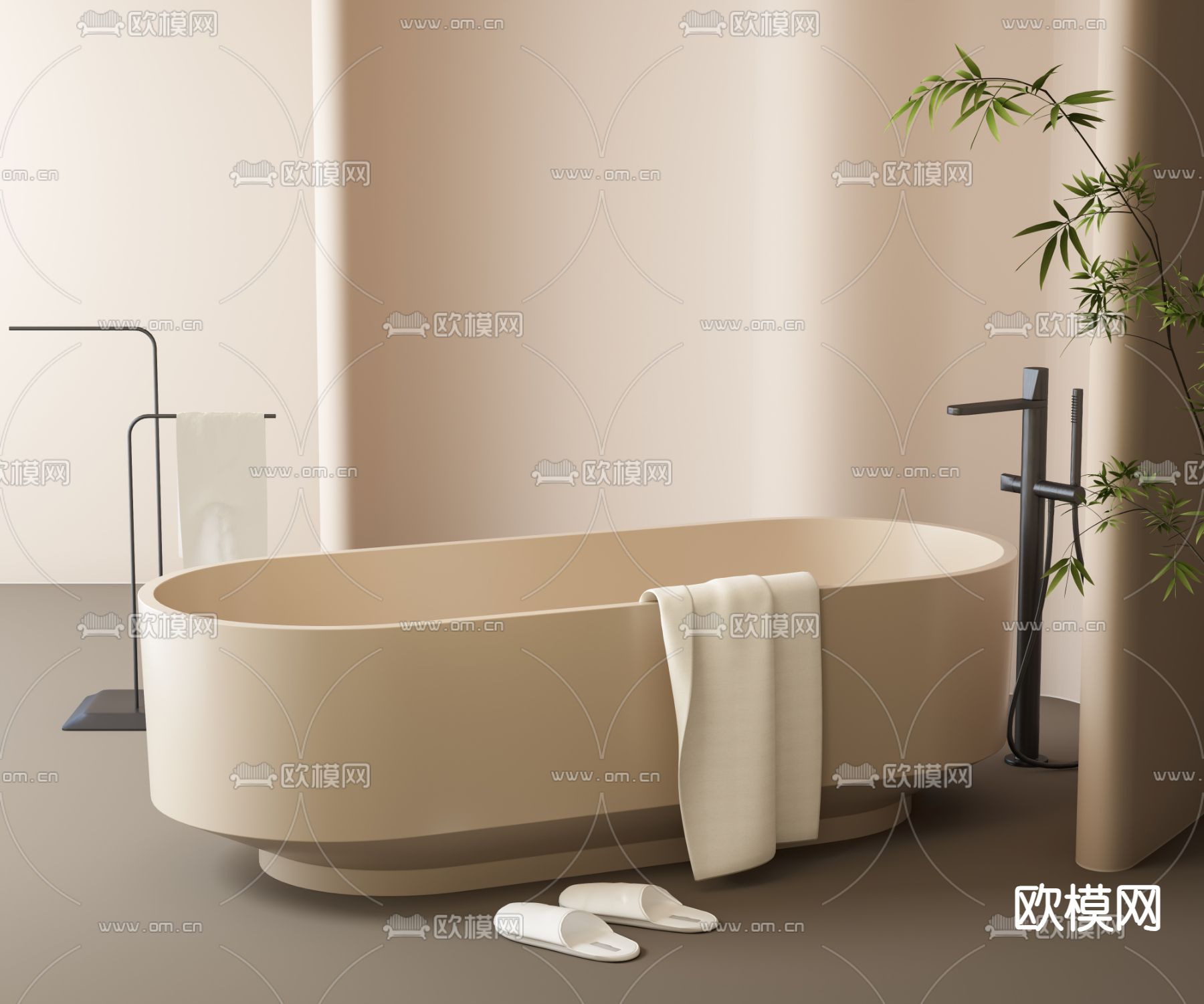 奶油风浴缸 浴盆3d模型下载