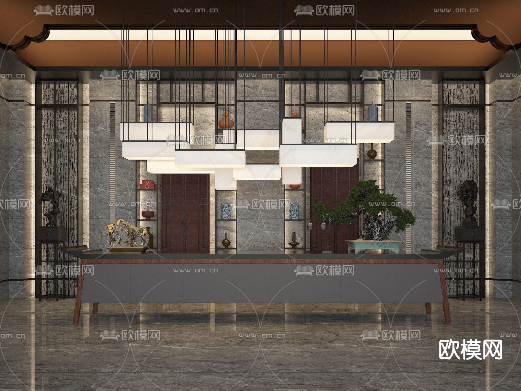 现代前台 接待台 服务台3d模型下载