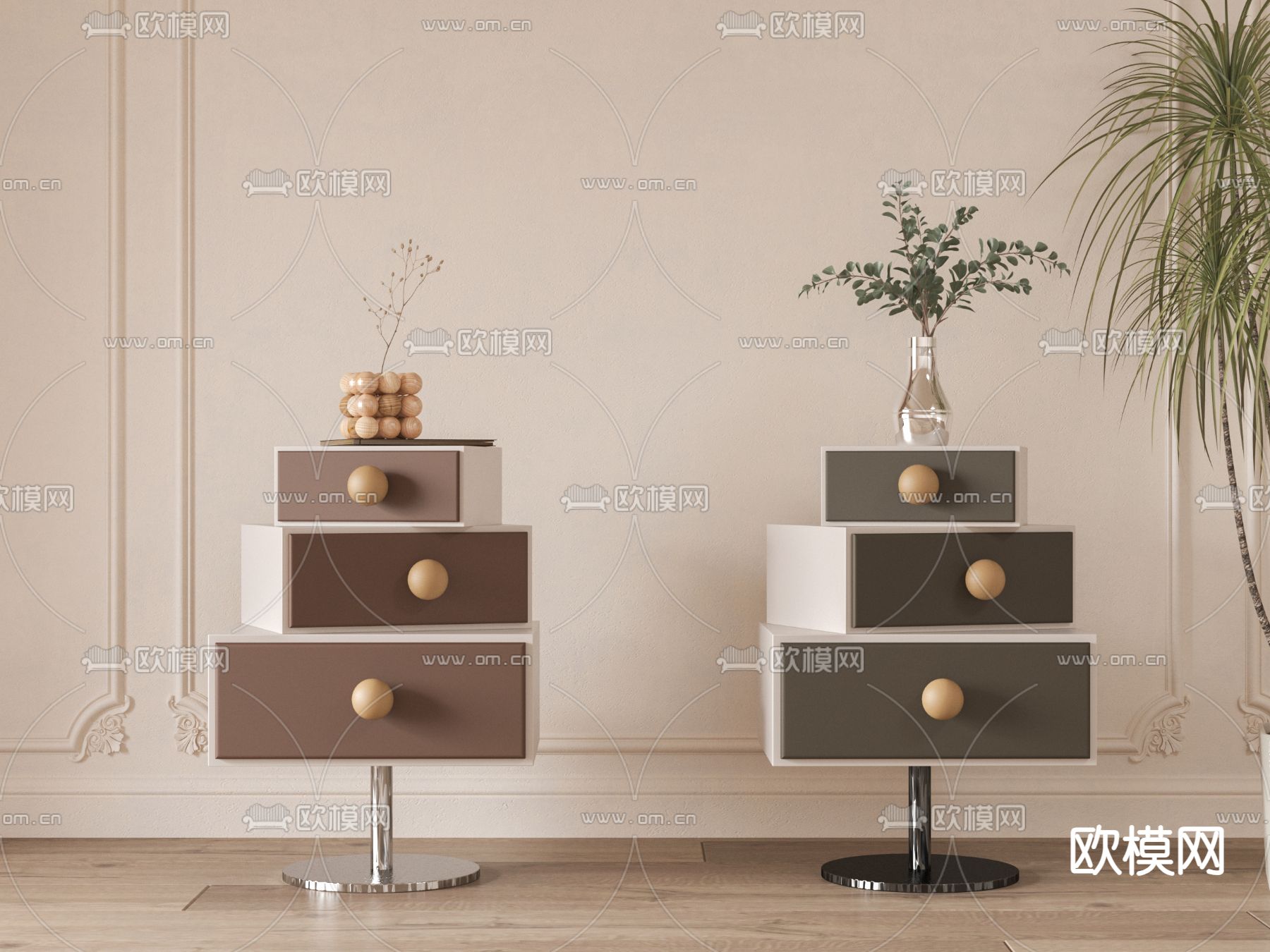 创意床头柜3d模型下载