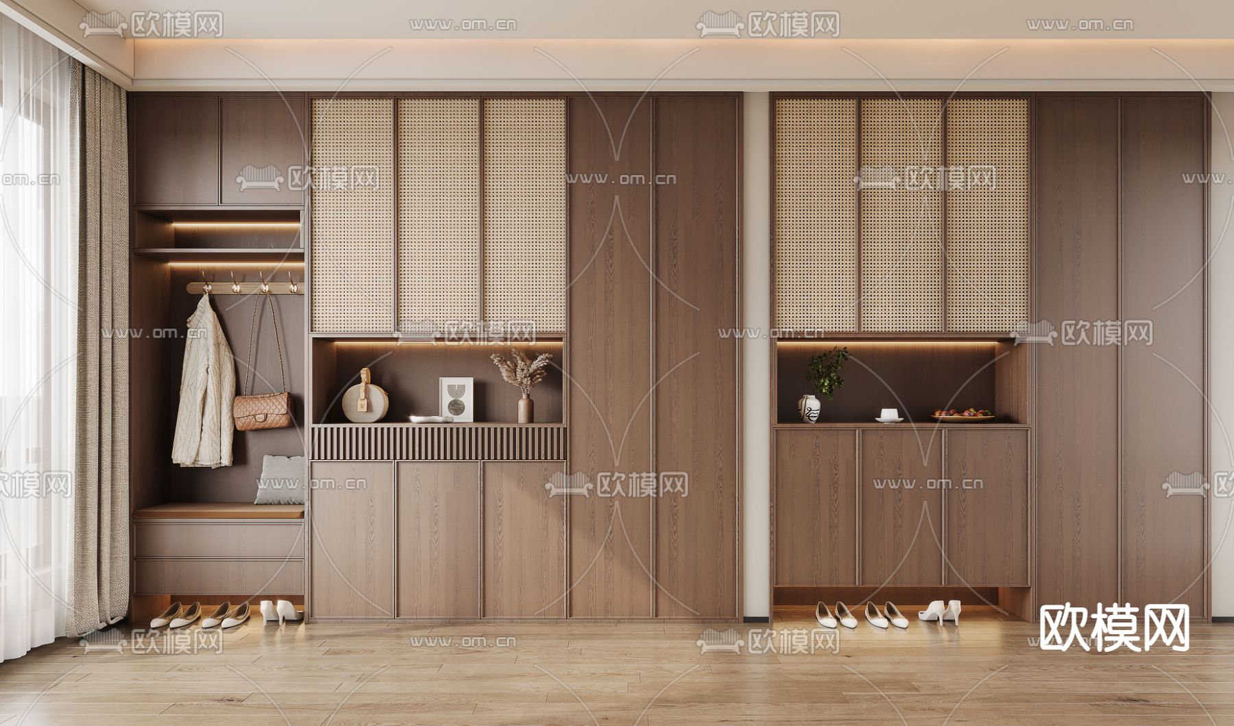 中古风鞋柜 鞋帽柜3d模型下载