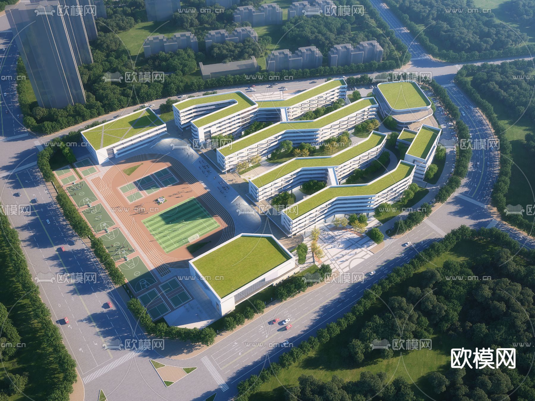 学校鸟瞰3d模型下载