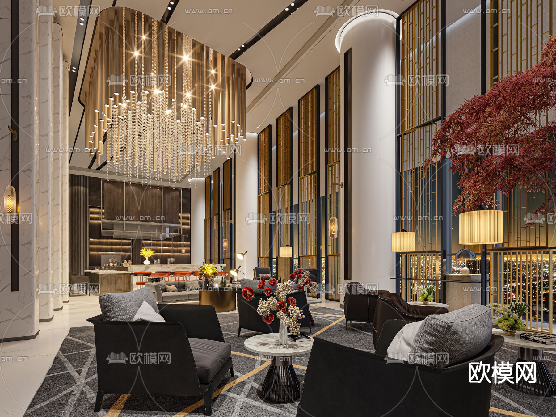 酒店大堂吧3d模型下载